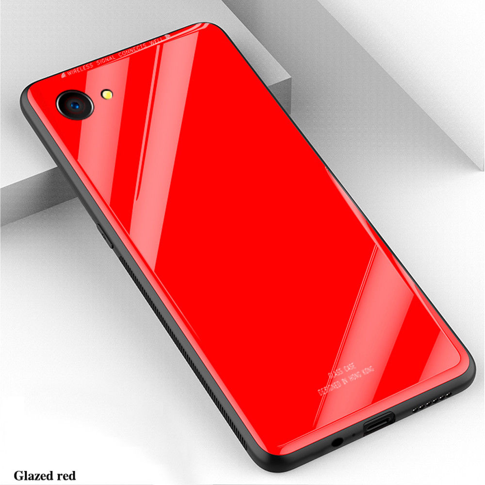 For OPPO AX5 Slim Case Cover Back Tempered Glass-Black/Red/Pink/White