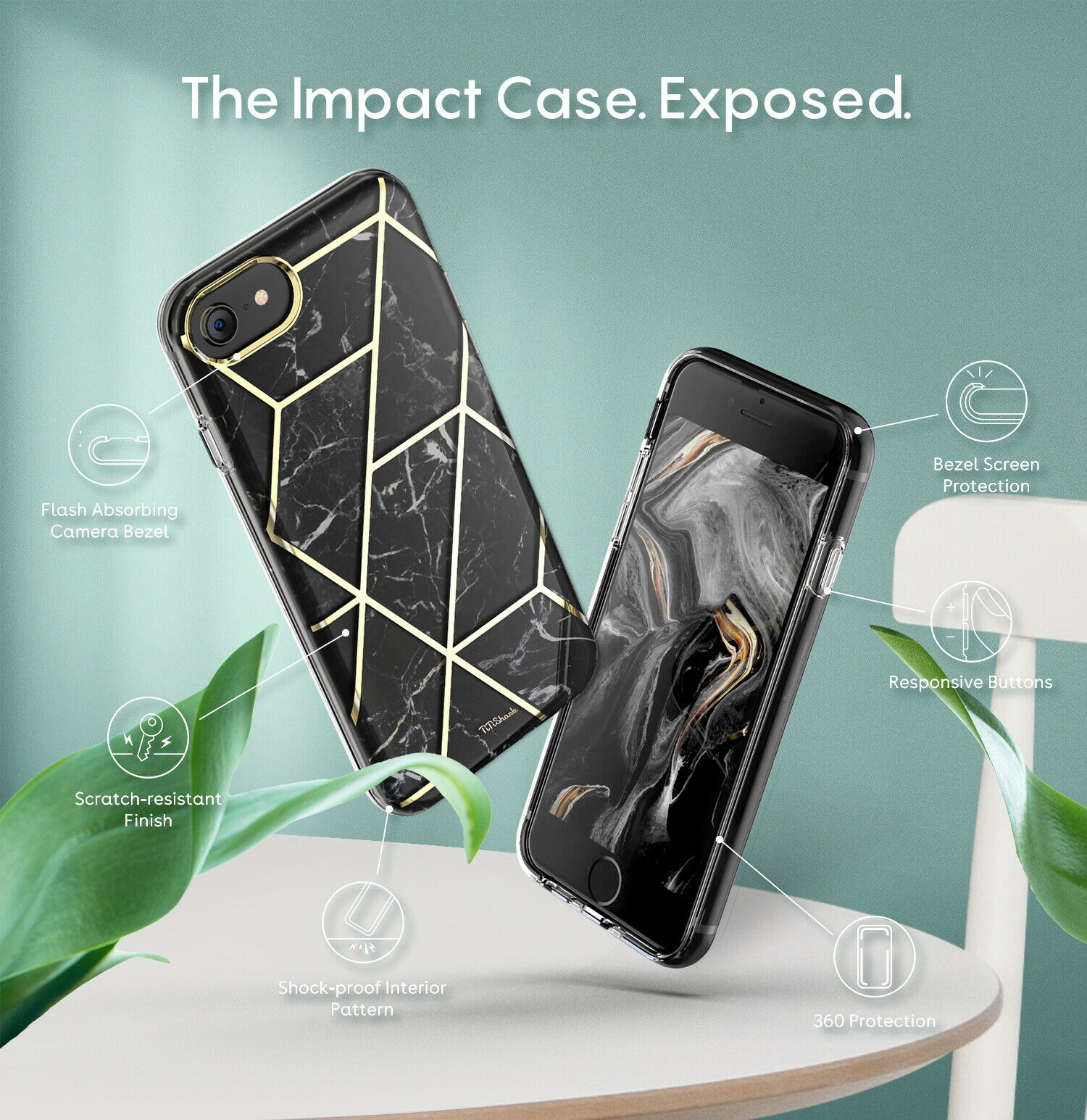 TiTiShark For iPhone 6/6s/7/8 Case Clear Marble Fashion Shockproof Cover