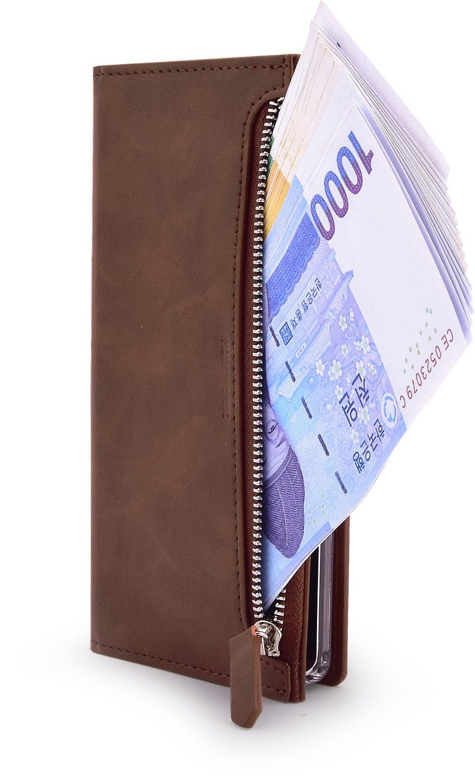 Samsung Galaxy S10 Plus Zipper Leather Wallet Card Magnetic Case Cover-Black