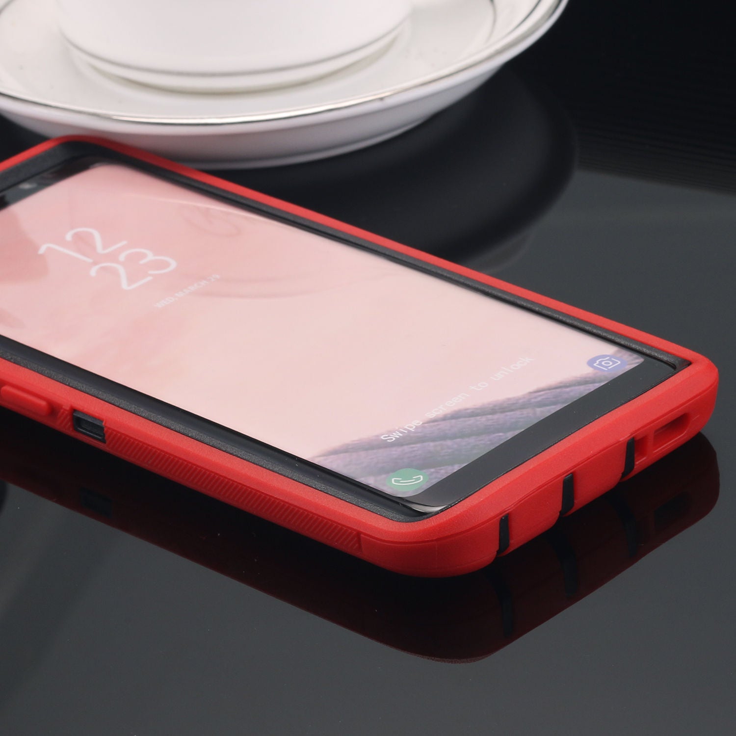 Samsung Galaxy S10 Plus Case Shockproof Hybrid Rubber Armor Rugged Cover-Red Black