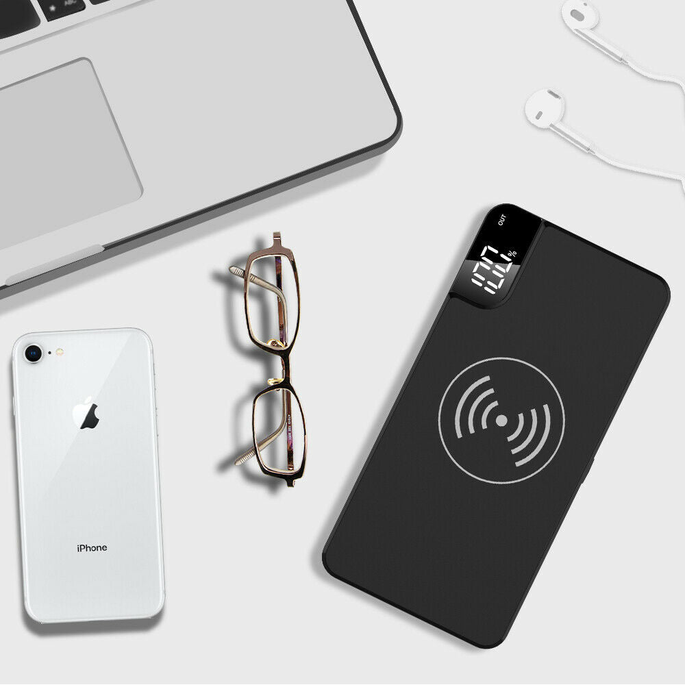 300000mAh Power Bank Qi Wireless Charger USB LCD Portable Battery Charger AU