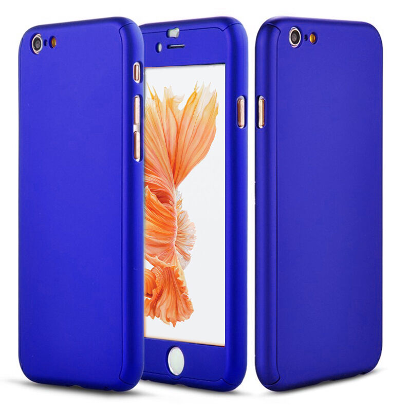 iPhone XR Plus Full Body Shockproof Case Cover + Tempered Glass-Blue