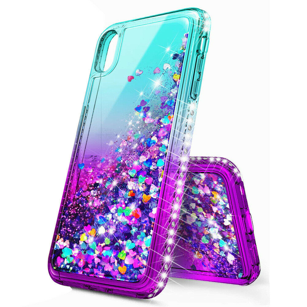Bling Dynamic Glitter Moving Quicksand Liquid Case Cover For iPhone Xs