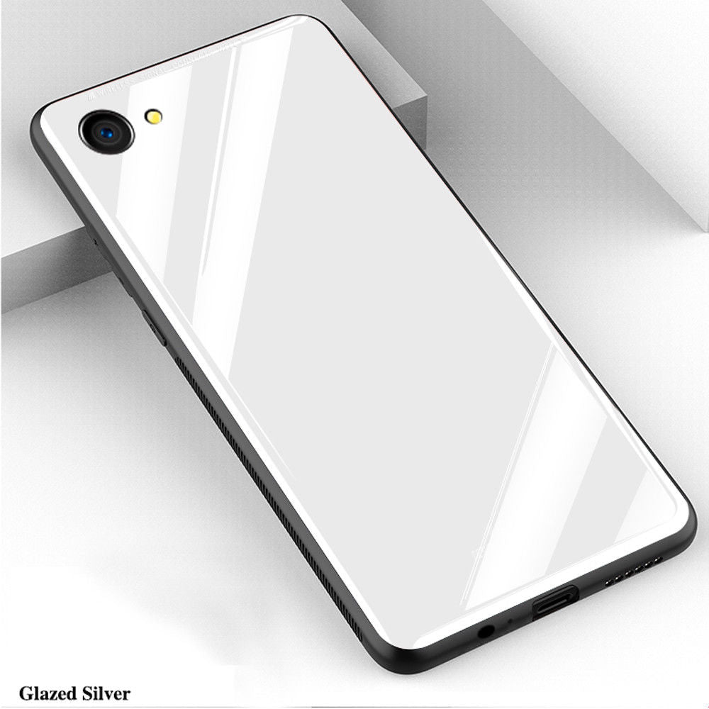 For OPPO AX5 Slim Case Cover Back Tempered Glass-Black/Red/Pink/White