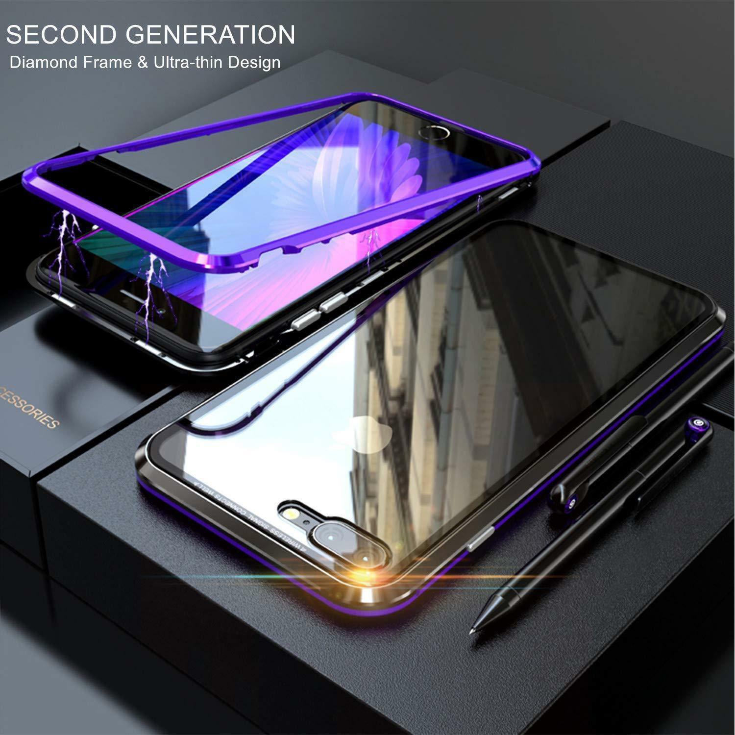 iPhone XR Case Metal Luxury Thin Slim Shockproof Cover For Apple Phone-Purple