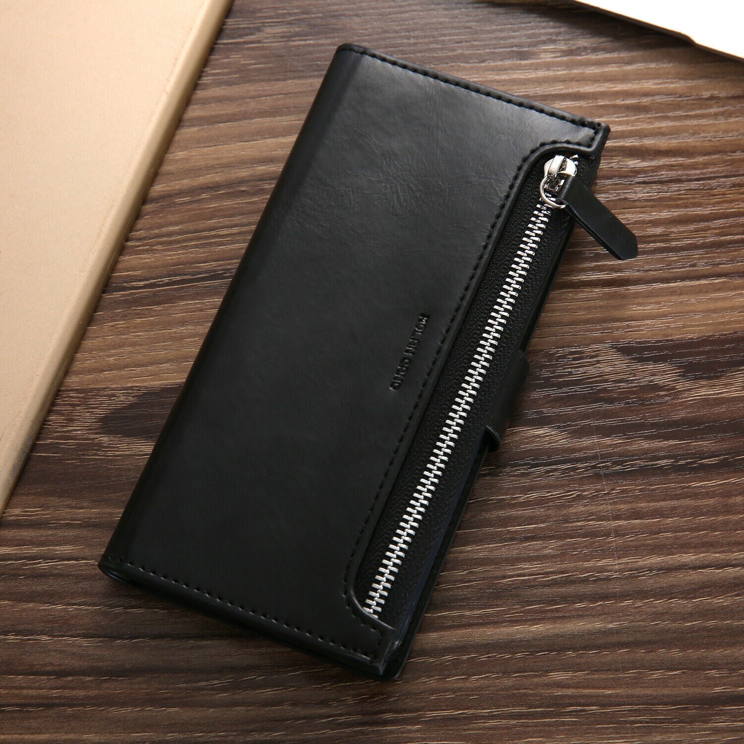 Samsung Galaxy S8 Zipper Leather Wallet Card Magnetic Case Cover-Brown