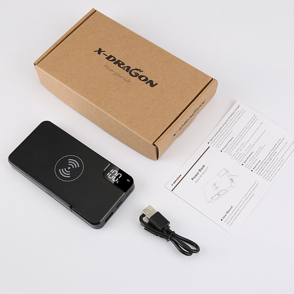 300000mAh Power Bank Qi Wireless Charger USB LCD Portable Battery Charger AU