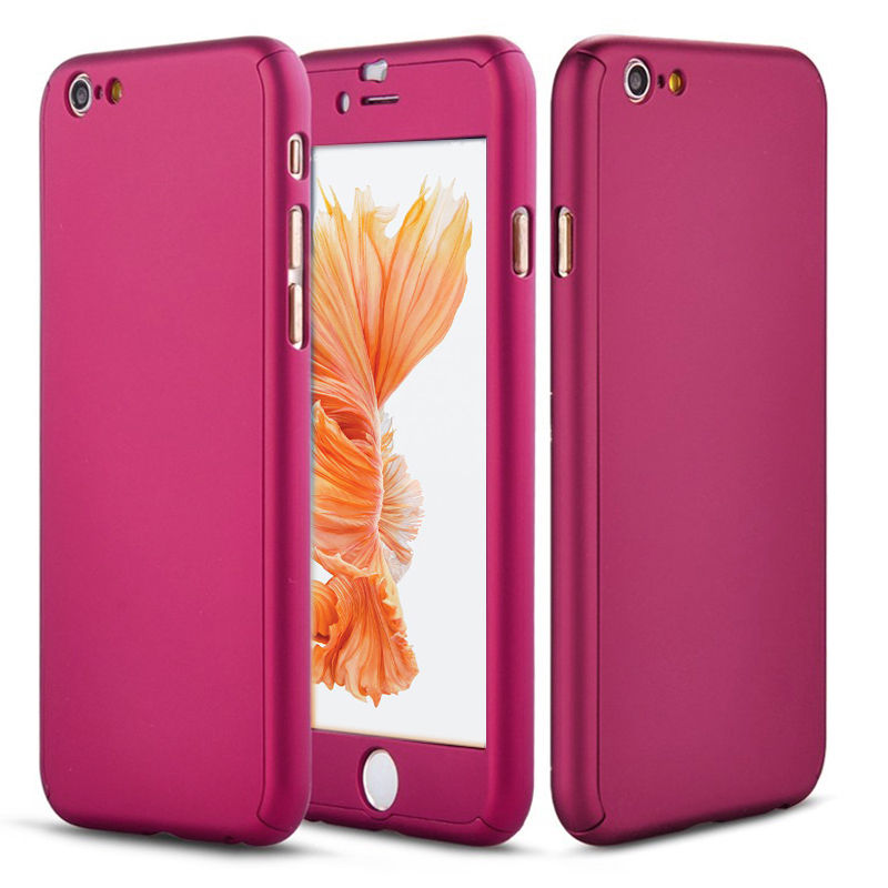 iPhone XR Plus Full Body Shockproof Case Cover + Tempered Glass-RoseGold