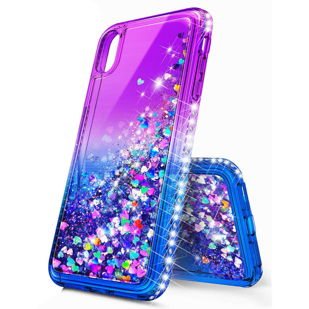Bling Dynamic Glitter Moving Quicksand Liquid Case Cover For iPhone Xs