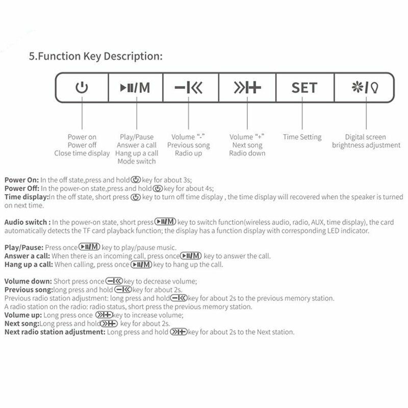 Baseus Wireless Bluetooth Speaker Digital LED Alarm Clock Handsfree FM Radio-Black