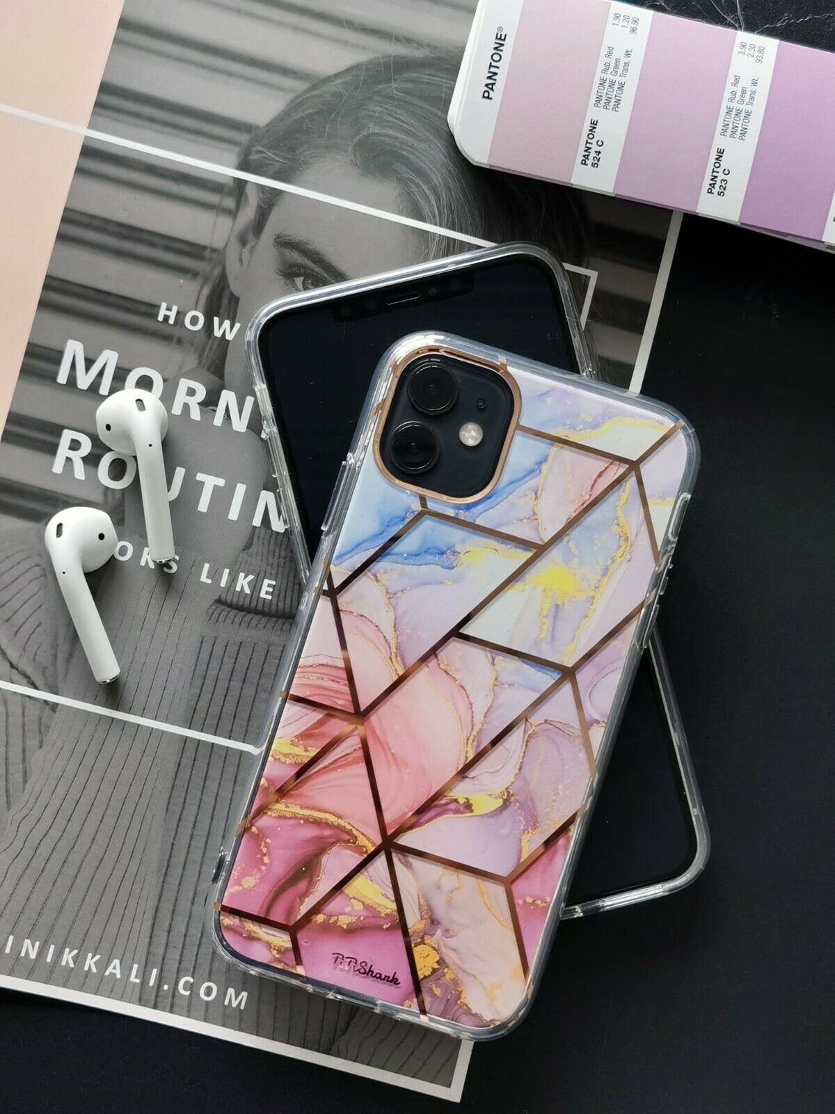 TiTiShark For iPhone 11/Pro/Max Case Clear Marble Shockproof Case