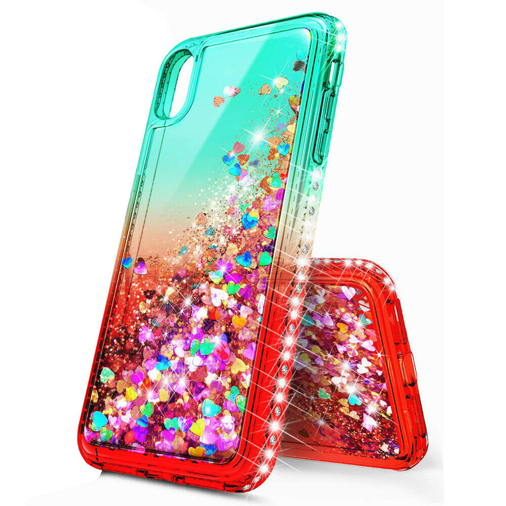 Bling Dynamic Glitter Moving Quicksand Liquid Case Cover For iPhone XR