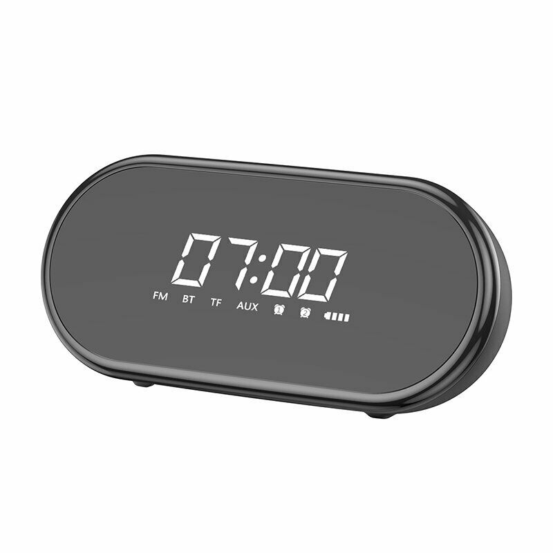 Baseus Wireless Bluetooth Speaker Digital LED Alarm Clock Handsfree FM Radio-Black