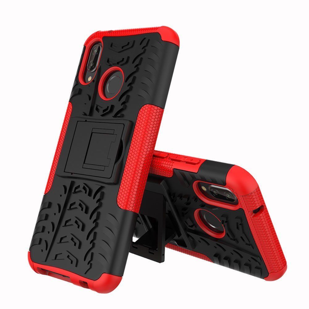 For Huawei Nova 3E Heavy Duty Tough Shockproof Strong Case Cover-Red