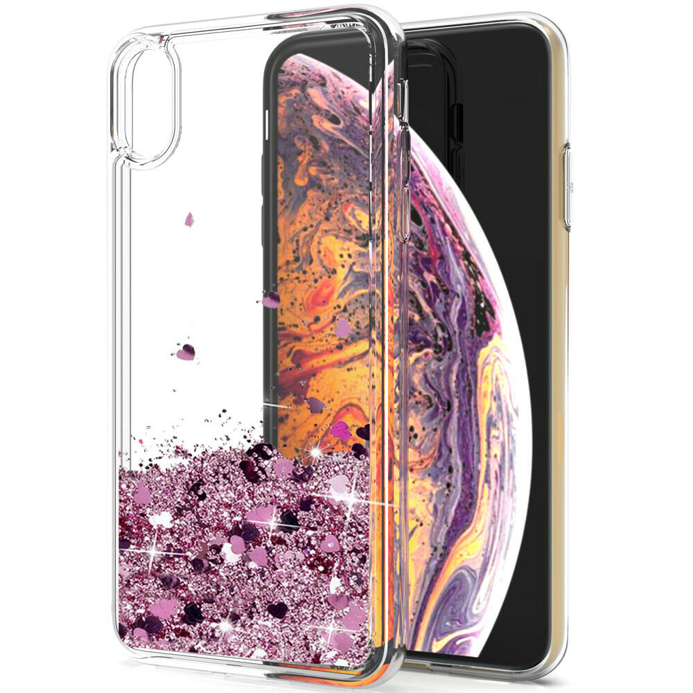 Bling Dynamic Glitter Moving Quicksand Liquid Case Cover For iPhone XR