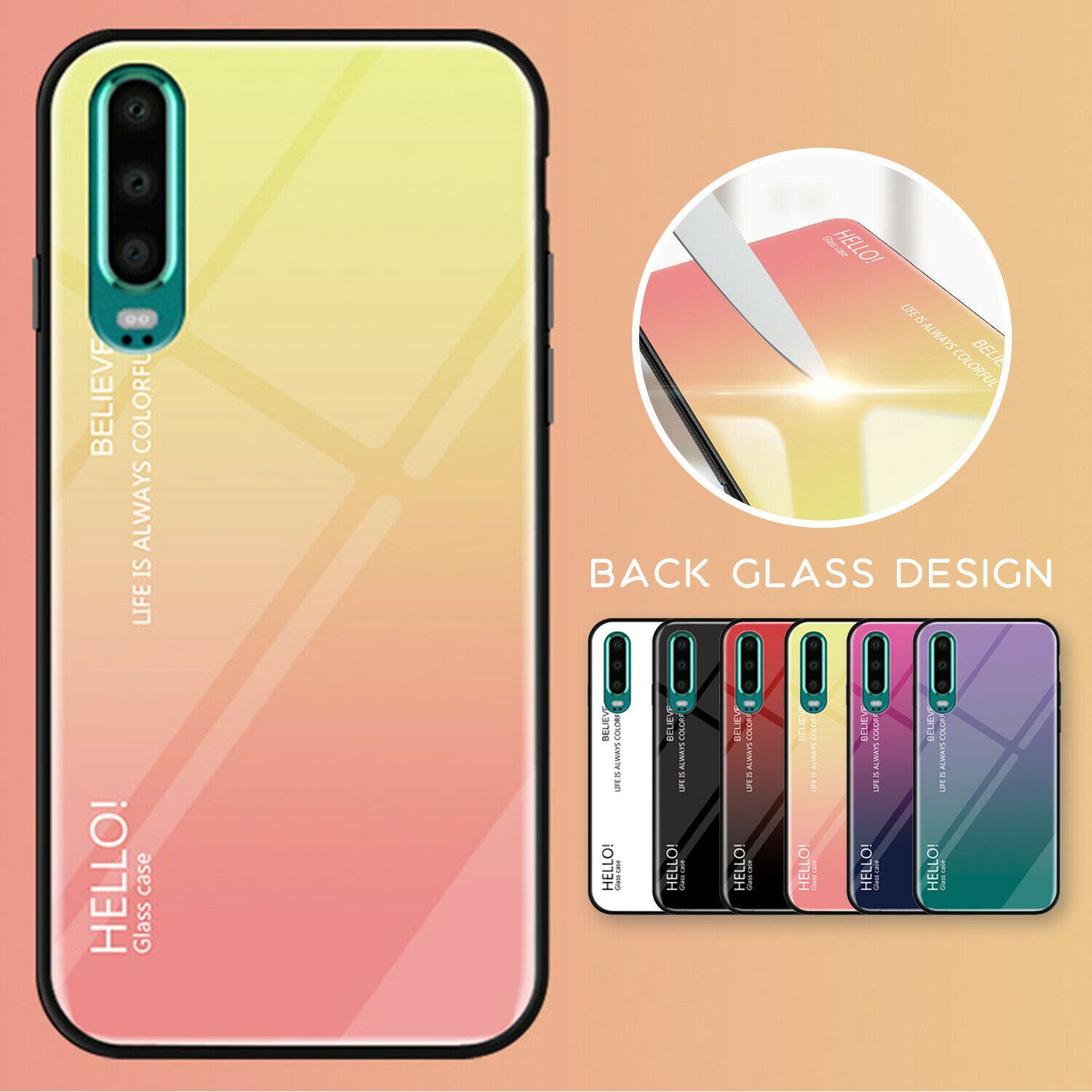 For Huawei Nova 3e Case Shockproof Tempered Glass Bumper Slim Cover-White