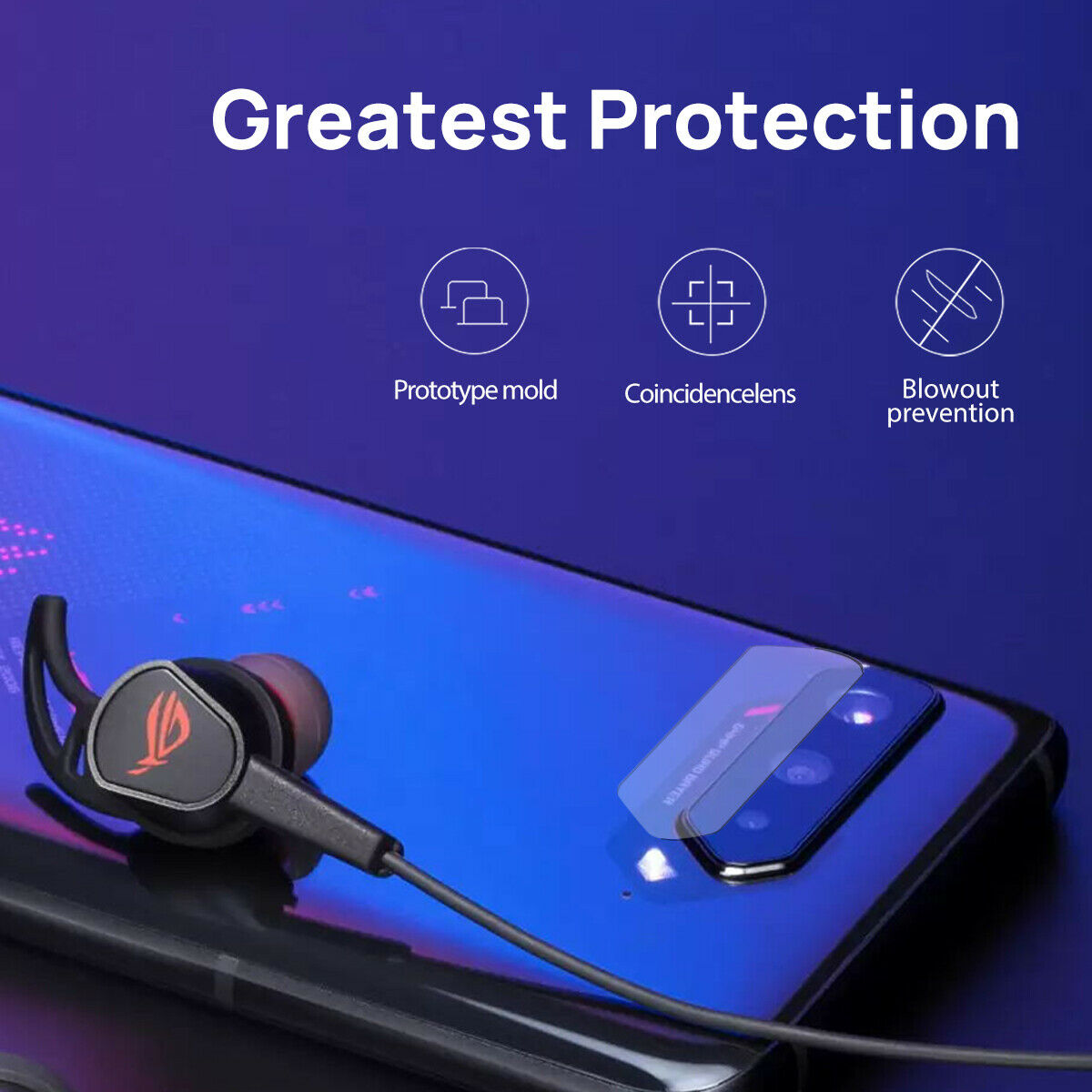 MAXSHIELD Screen Glass Tempered Back Lens Camera Protector For ASUS ROG 5