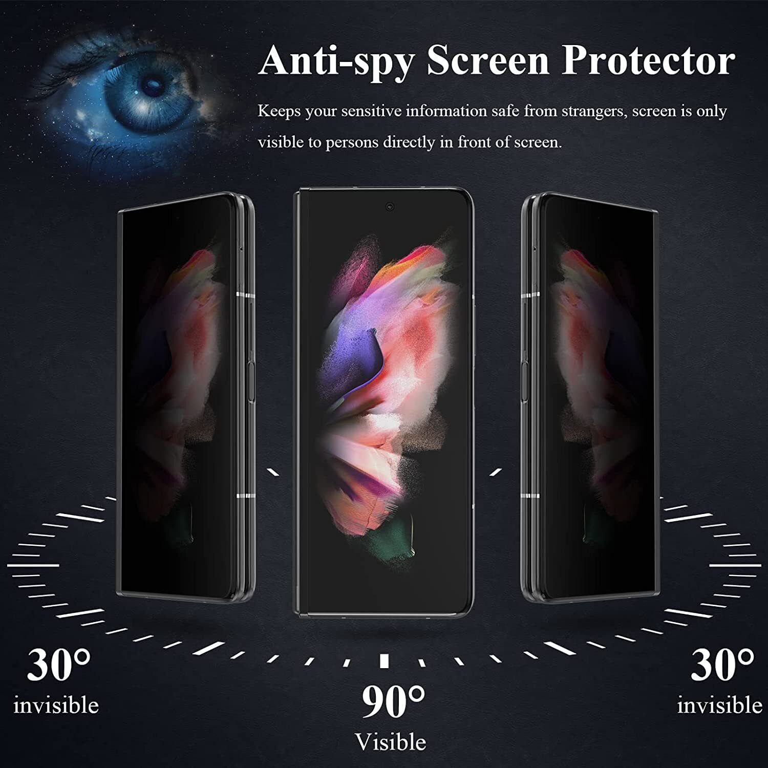 For Galaxy Z Fold 4 5G Tempered Glass Anti Spy Privacy Screen Protector Film