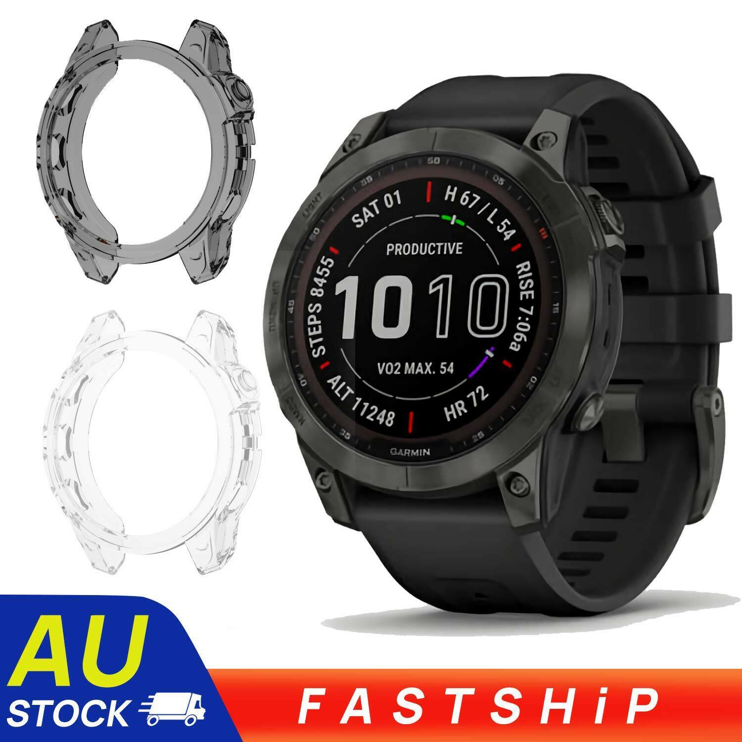 For Garmin Fenix 7 Solar Sapphire Shockproof TPU Case Cover Screen Protector
