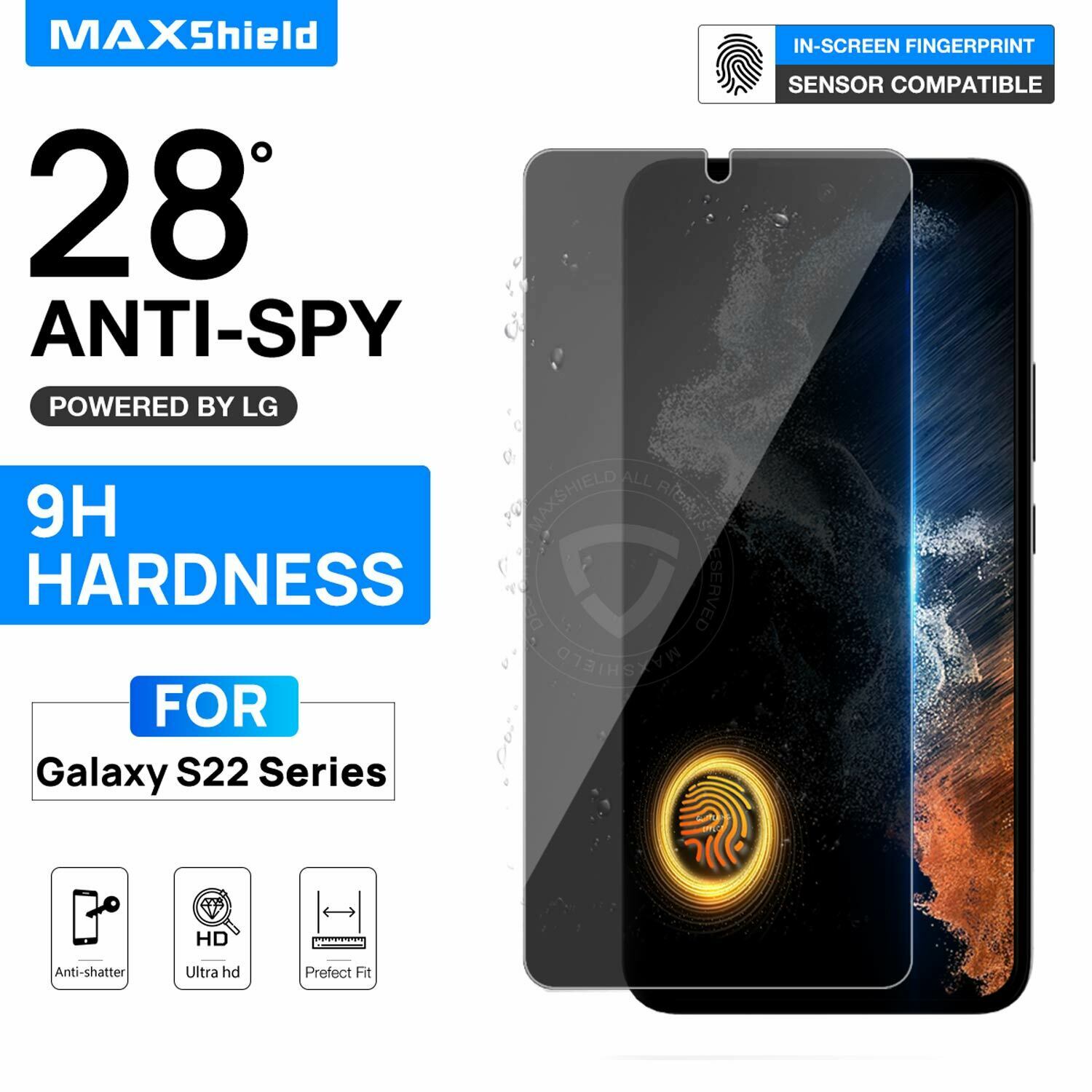 For Galaxy S22 S22+/S22 Plus Privacy Tempered Glass Screen Protector Anti Spy
