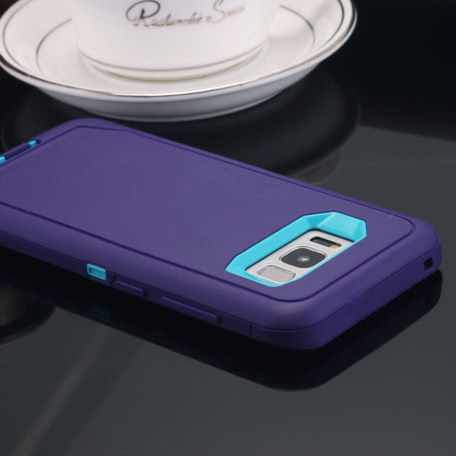 Samsung Galaxy S10 Case Shockproof Hybrid Rubber Armor Rugged Cover-DarkPurple/RoseRed