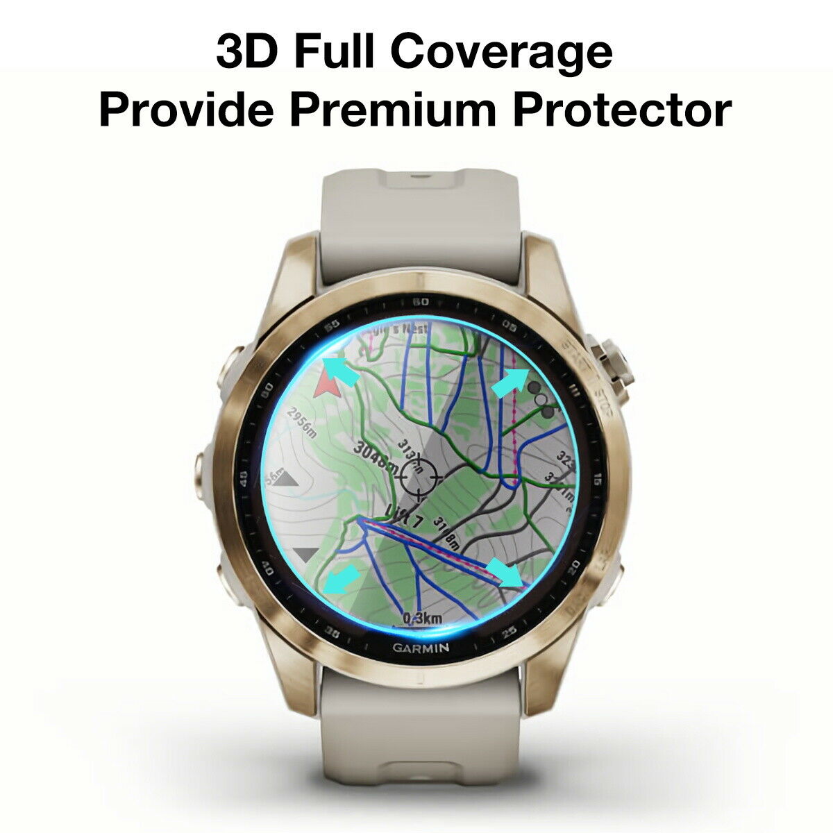 For Garmin Fenix 7 7S 7X Solar Sapphire Tempered Glass Screen Protector Cover