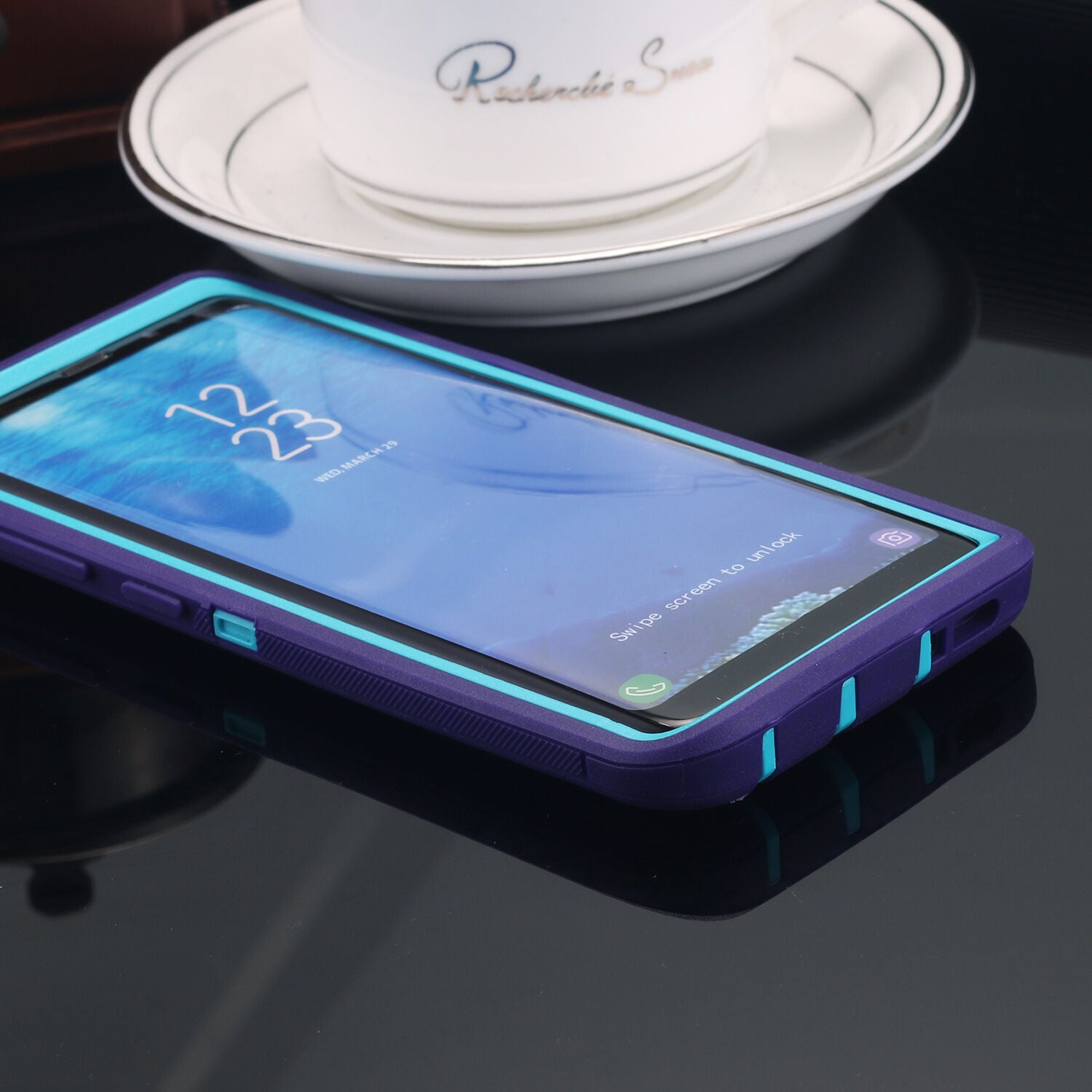 Samsung Galaxy S10+ Case Shockproof Hybrid Rubber Armor Rugged Cover-DarkPurple/RoseRed