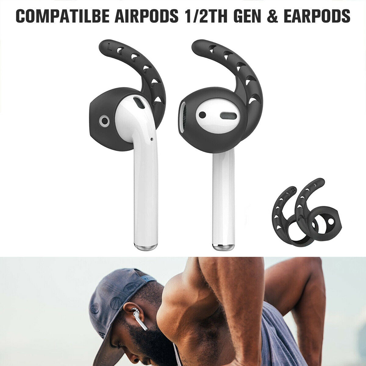 For AirPods 1 2th Gen EarPods Ear Hooks Cover Secure Holder AntiLost Loops Case