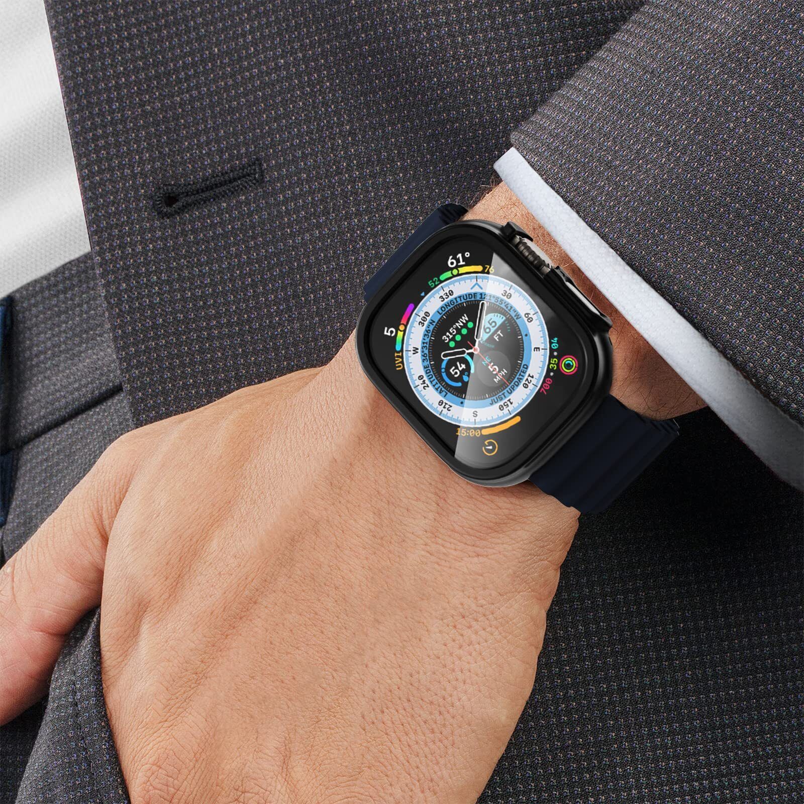 For Apple Watch Ultra 49mm 2022 Full Tempered Glass Screen Protector Case Cover