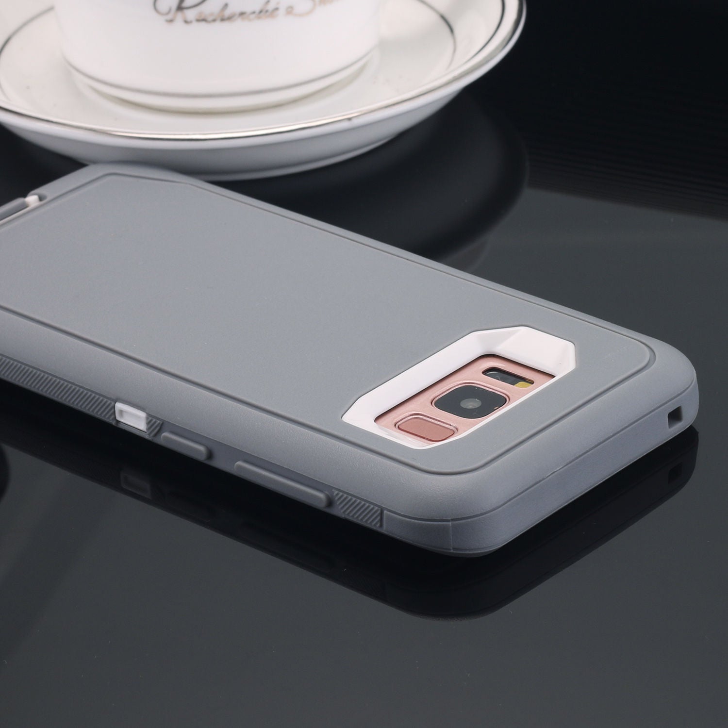 Samsung Galaxy S10+ Case Shockproof Hybrid Rubber Armor Rugged Cover-Gray White