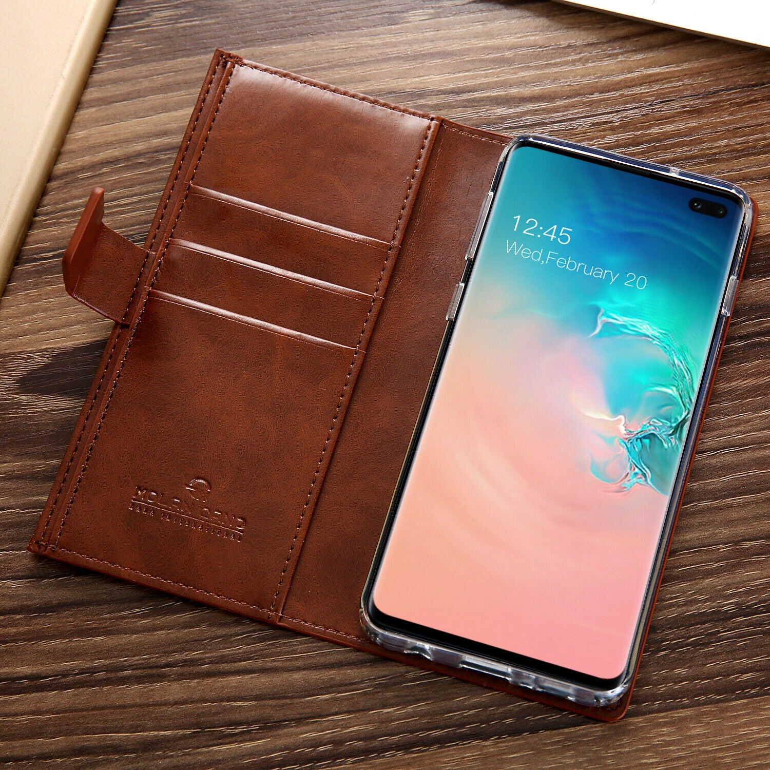 Samsung Galaxy S10 Zipper Leather Wallet Card Magnetic Case Cover-Black