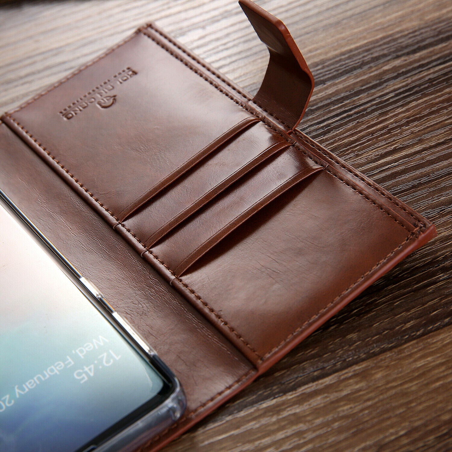 Samsung Galaxy S10 Zipper Leather Wallet Card Magnetic Case Cover-Brown