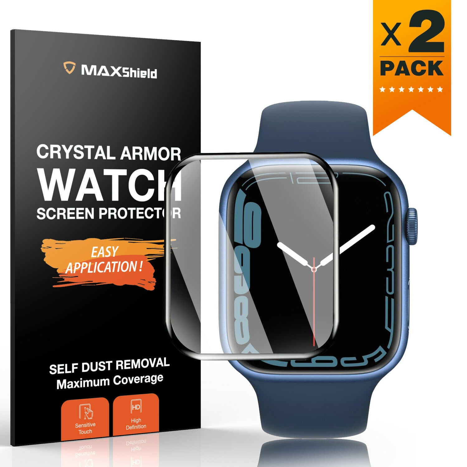 MAXSHIELD For Apple Watch Series 7 45/41mm 6D Glass Full Cover Screen Protector