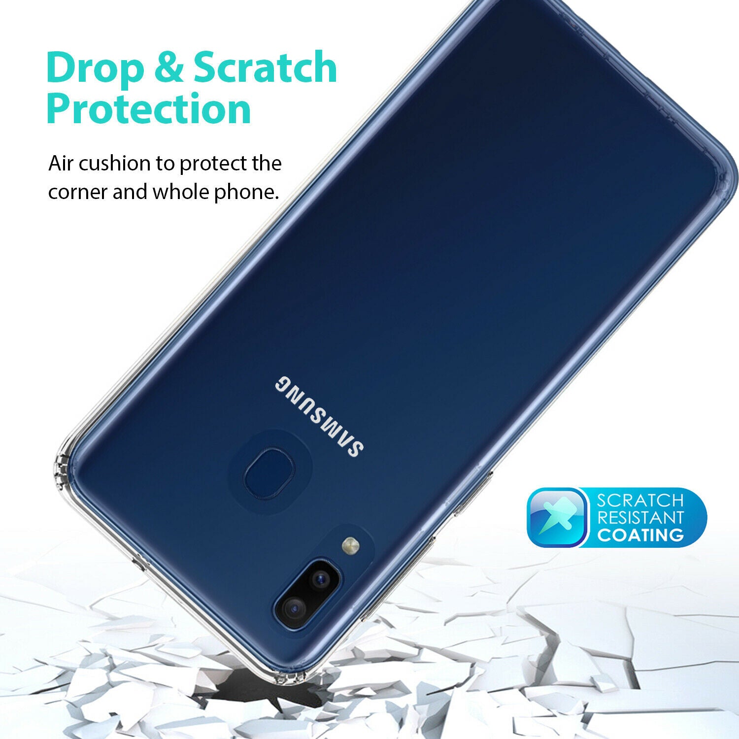 Hard Clear Samsung Galaxy A20 Case Clear Heavy Duty Shockproof Slim Cover
