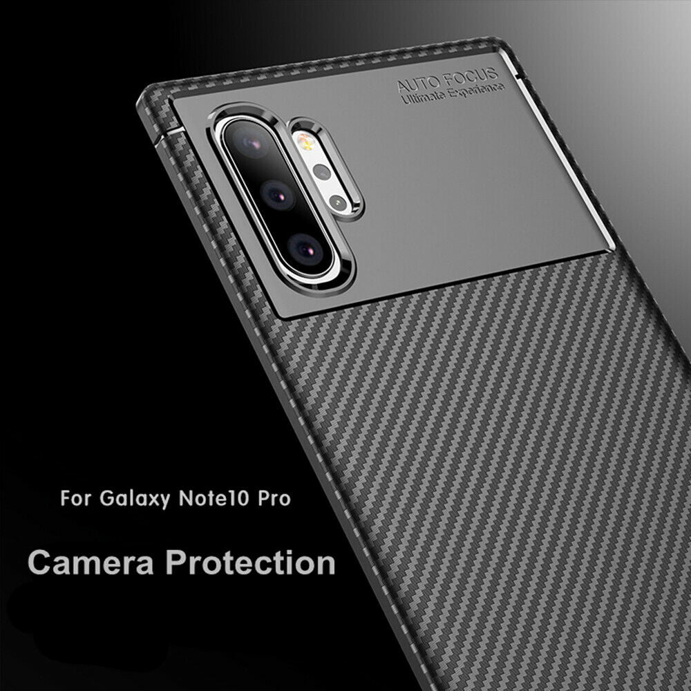 For Samsung Galaxy Note 10 Plus Carbon Fiber Rubber Case TPU Slim Matte Cover