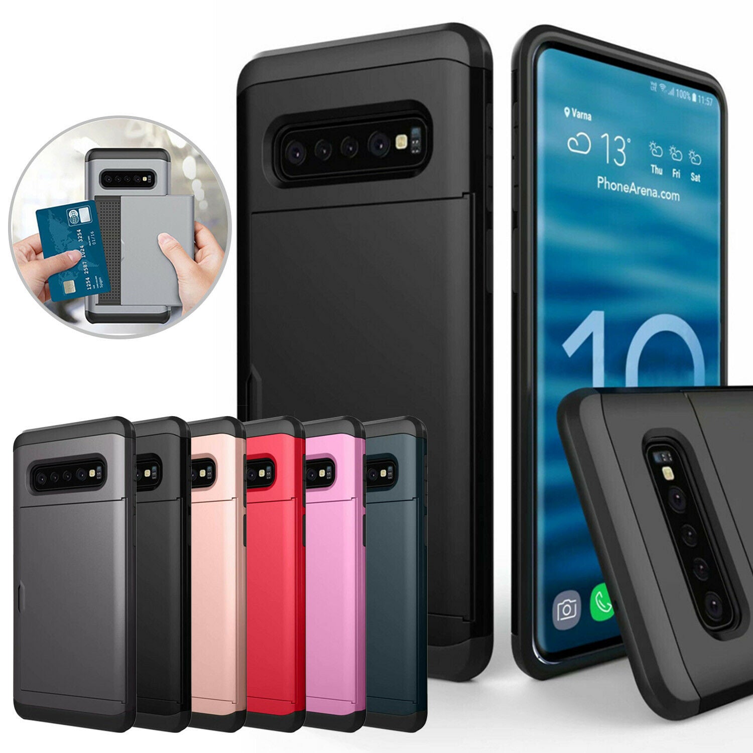 Samsung Galaxy S10 5G Case Hybrid Slide Wallet Card Slot Cover