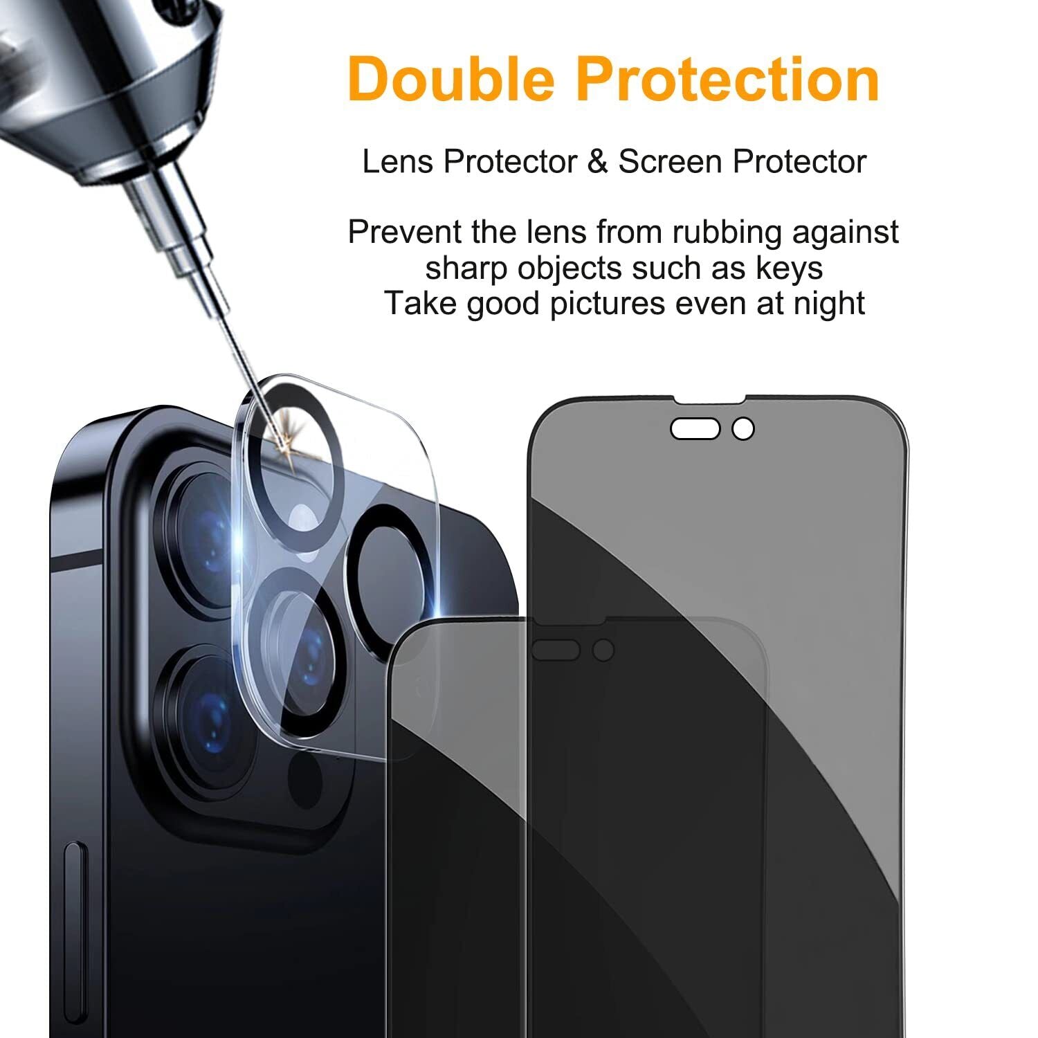 3x Privacy Tempered Glass Screen Protector Lens Cover For iPhone 14 Pro Max Plus
