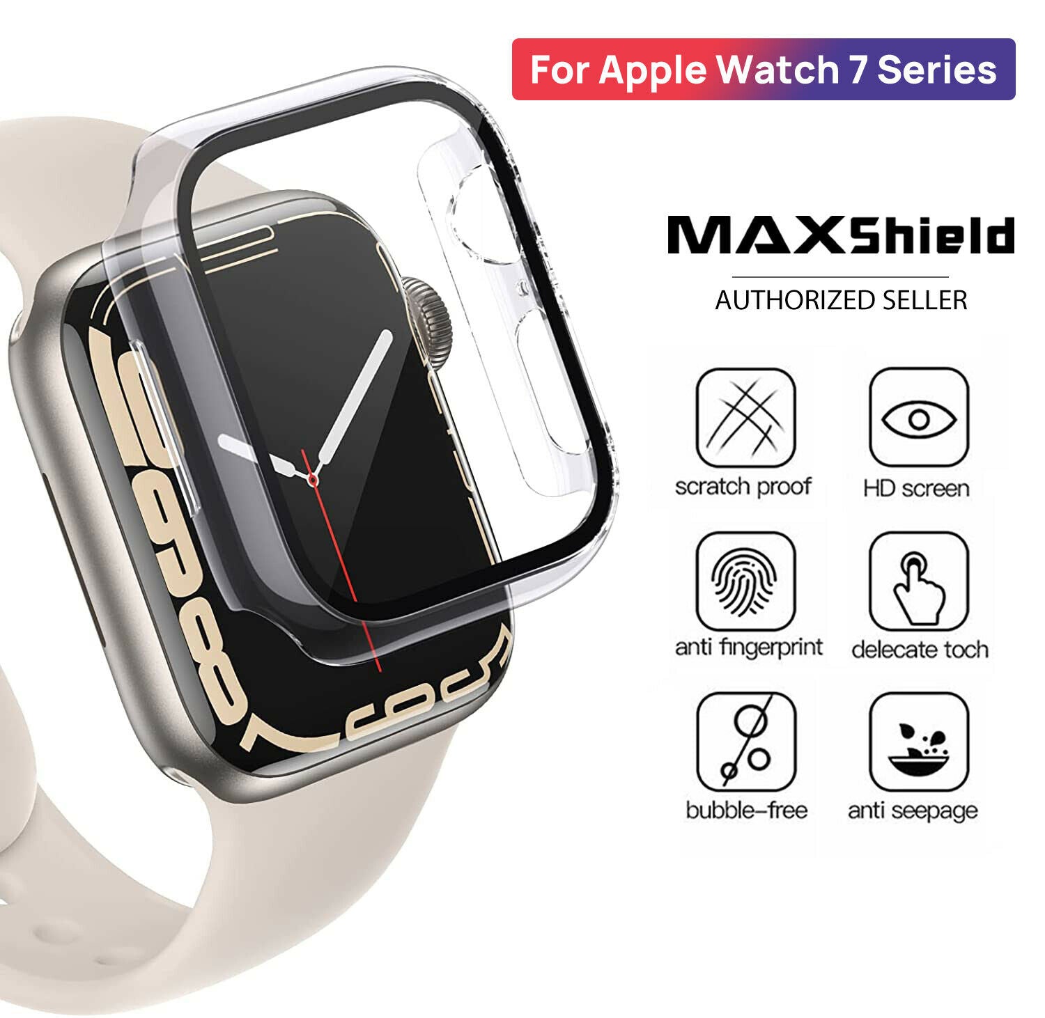 2X For Apple Watch 8 Glass Case Cover Screen Protector
