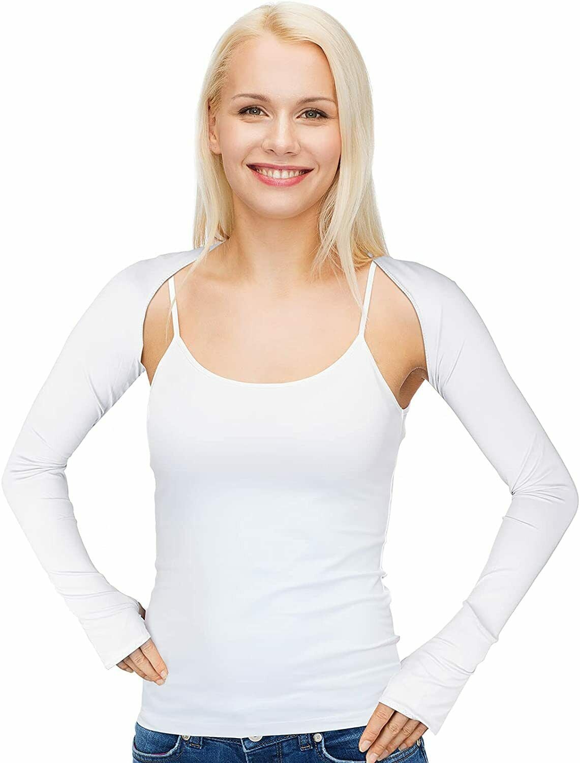 UV Sun Protection Arm Cooling Shawl Sleeves with Finger Hole for Women Outdoor