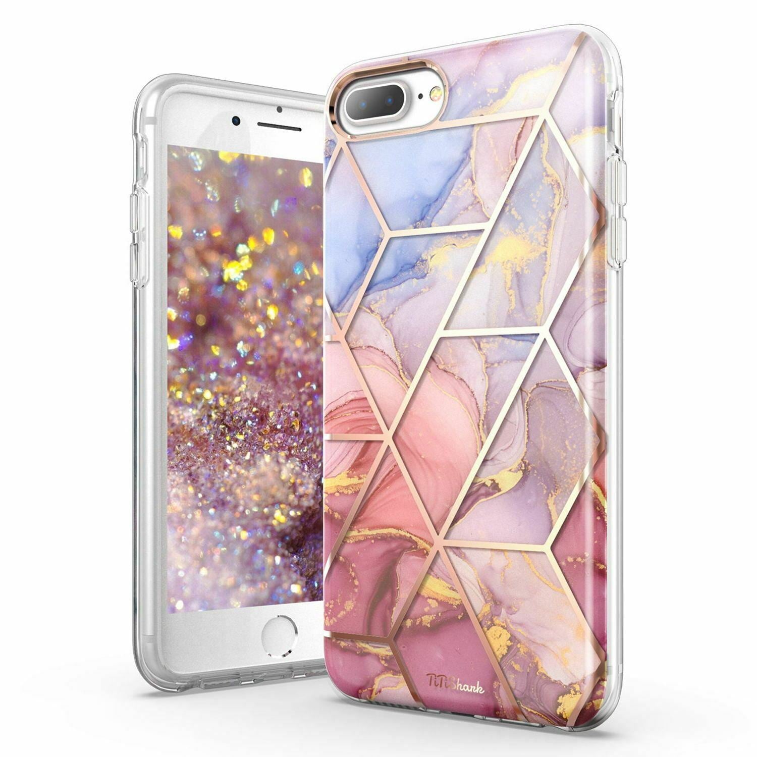 TiTiShark For iPhone 6/6s/7/8 Case Clear Marble Fashion Shockproof Cover
