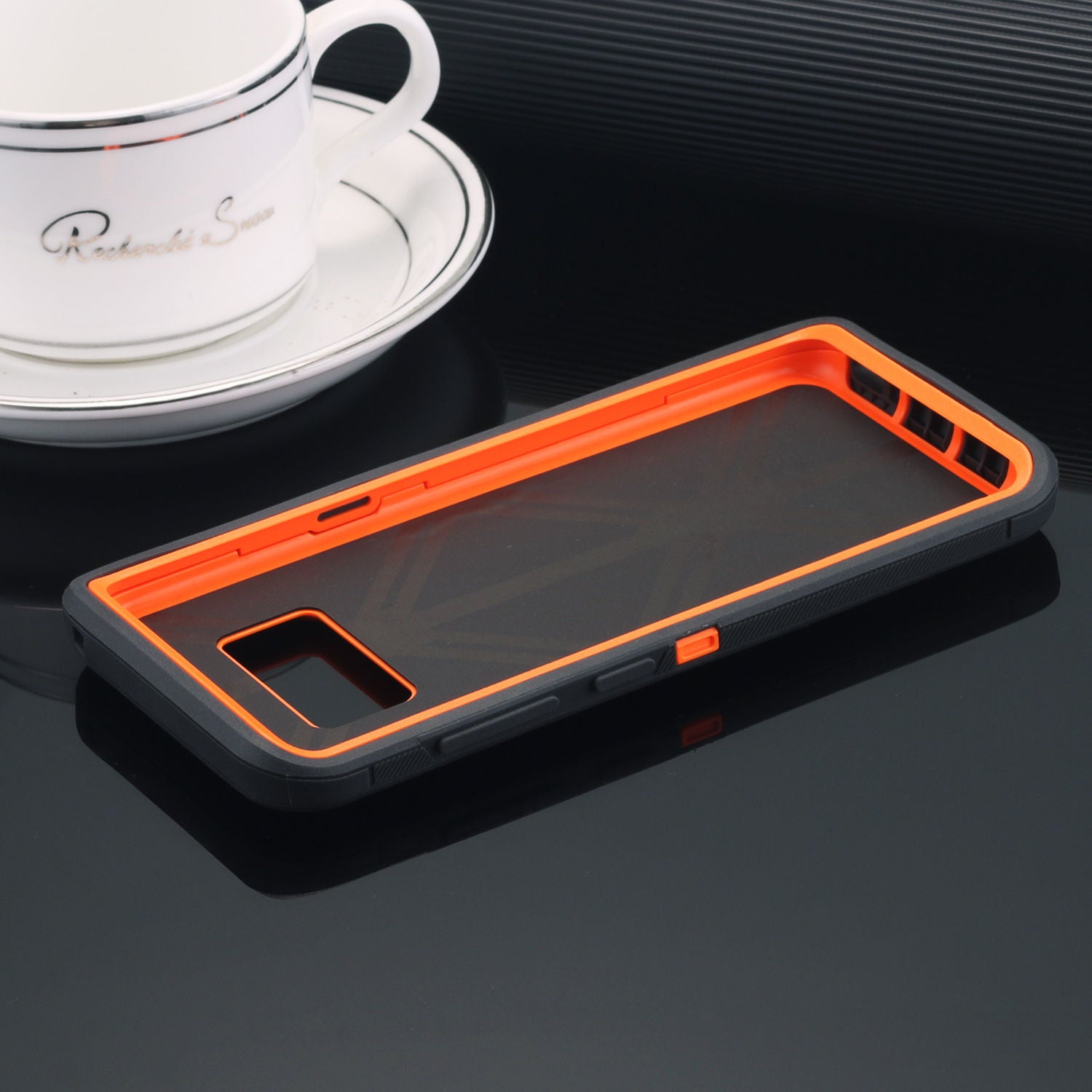 Samsung Galaxy S10 Case Shockproof Hybrid Rubber Armor Rugged Cover-Dark Gray/Orange