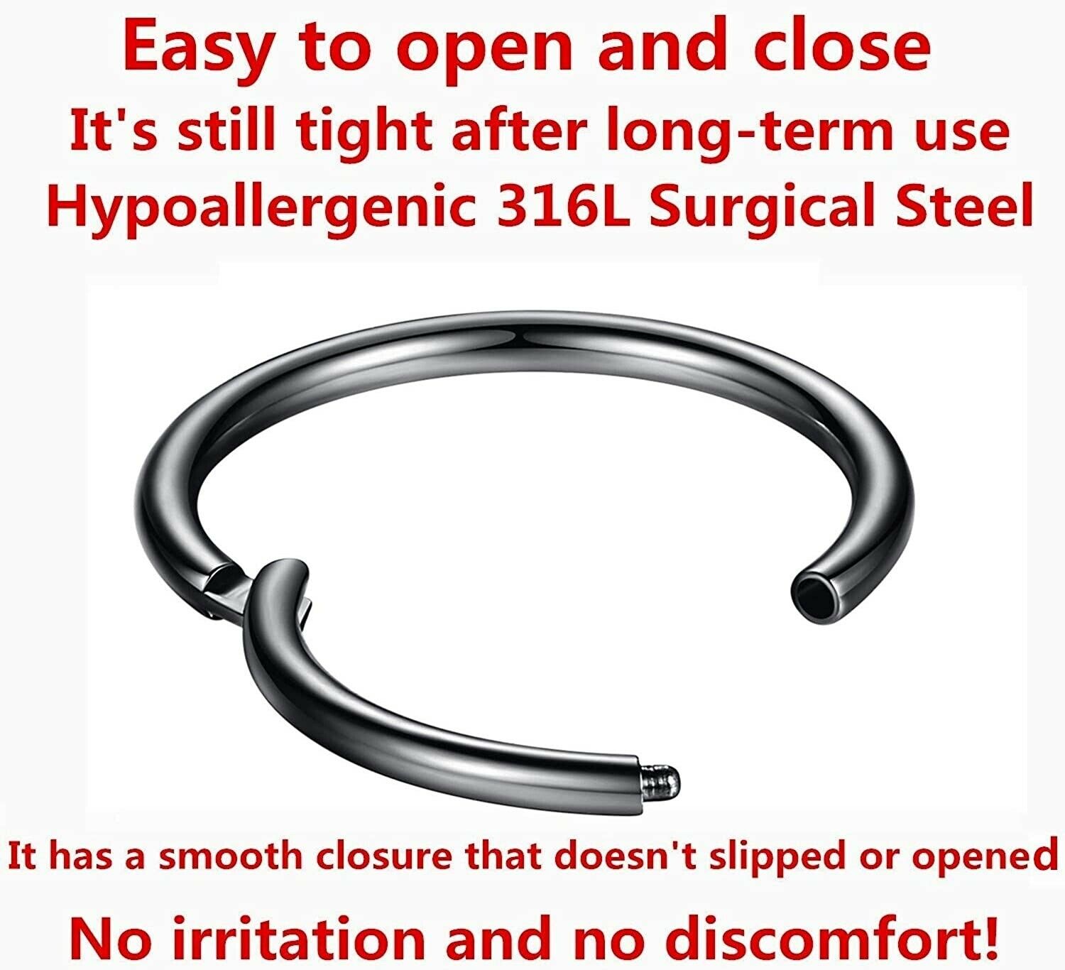 2PS Stainless Steel Segment Hinged Clicker Ear Nose Lip Body Ring Hoop Piercing