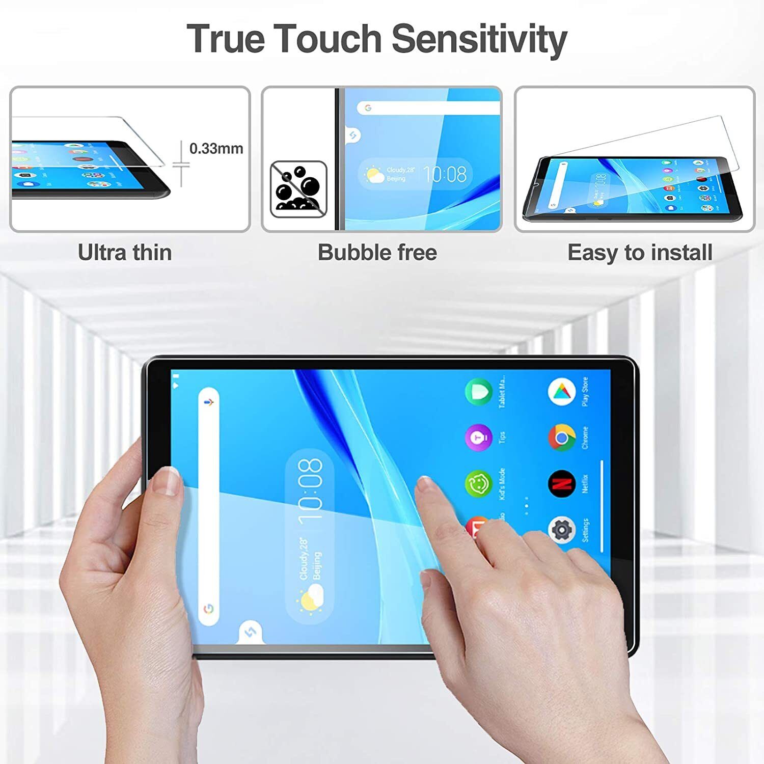 For Lenovo Tab M8 HD LTE M7 3rd Gen Full Cover Tempered Glass Screen Protector