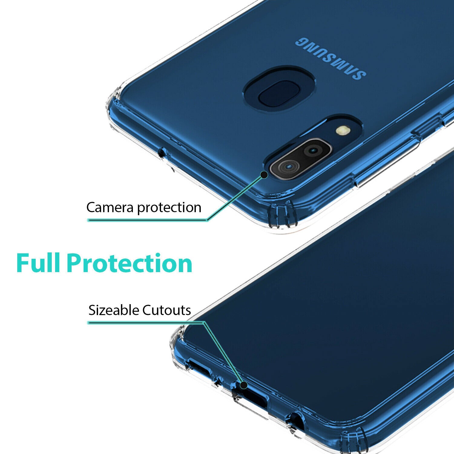 Hard Clear Samsung Galaxy A20 Case Clear Heavy Duty Shockproof Slim Cover