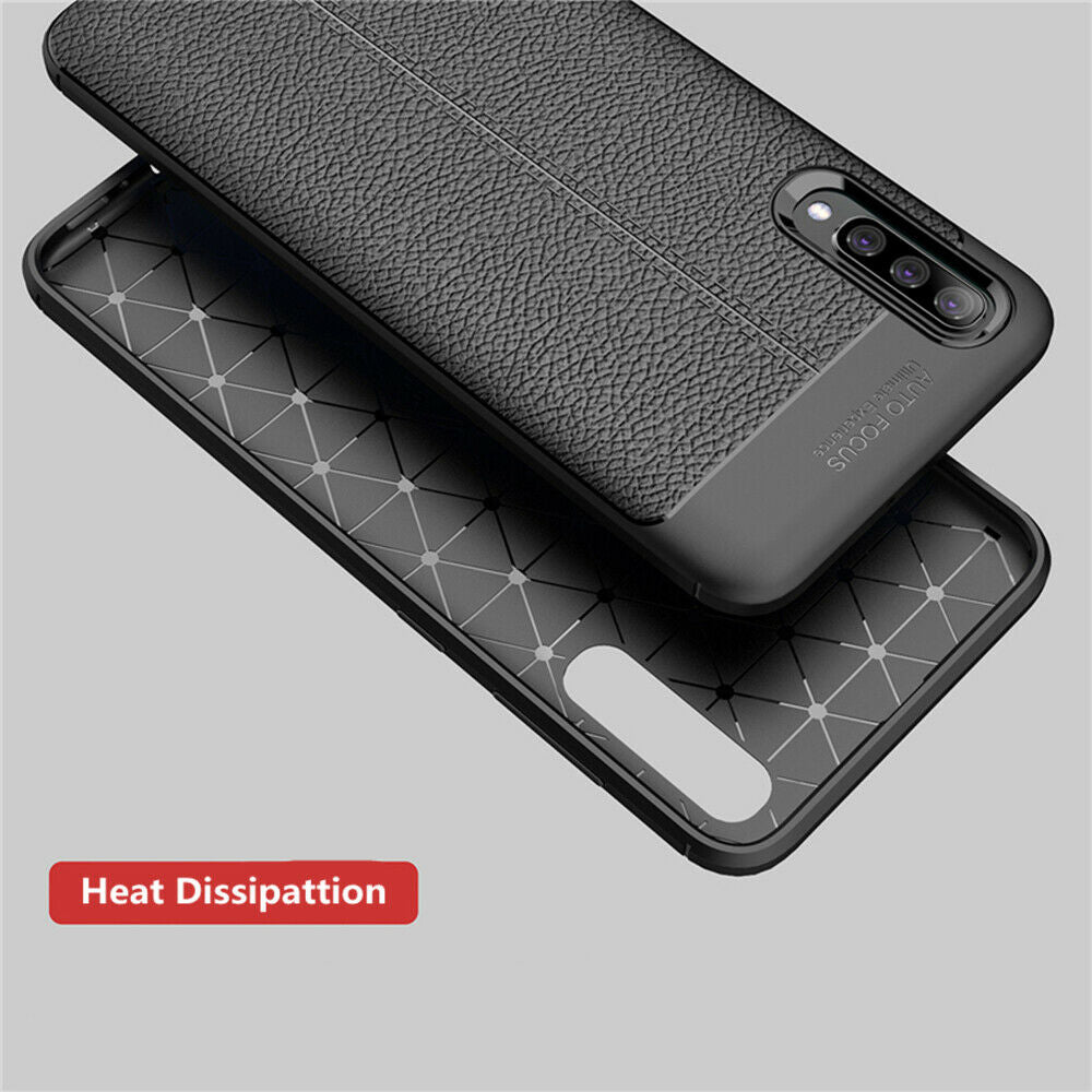 For Samsung A30 Luxury Ultra Slim Leather Rubber Shockproof Case Cover