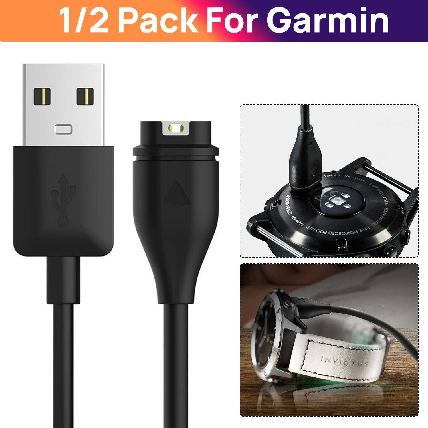 USB Charger Cable Fr Garmin Fenix 6 5X 6X Pro Vivoactive 4 4s Forerunner 945 935