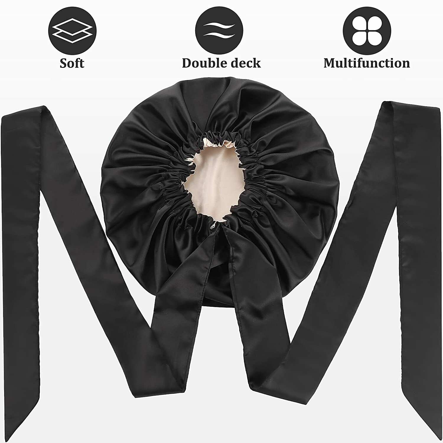 Sleeping Bonnet Hair Wrap Silk Satin Cap Women Elastic Night Soft Hat Headwear