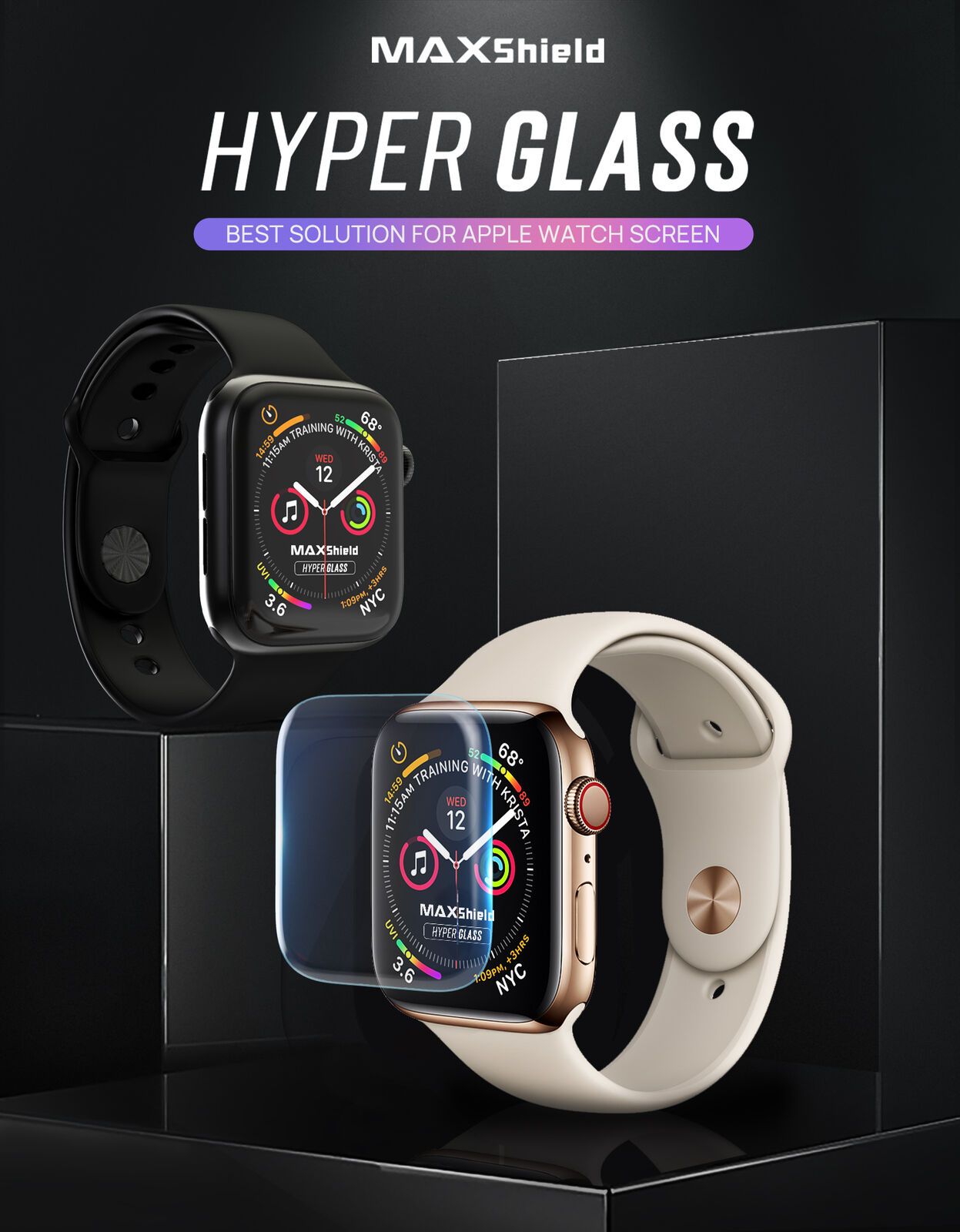 UV Tempered Screen Protector fr Apple Watch Series 4/5/6 SE 40/44mm iWatch