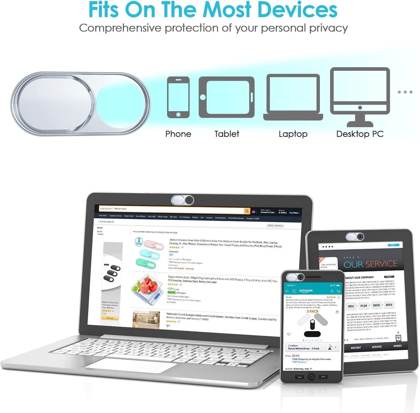 Metal Ultra-Thin Webcam Cover Laptop iPad Web Camera Cover Slide Protection