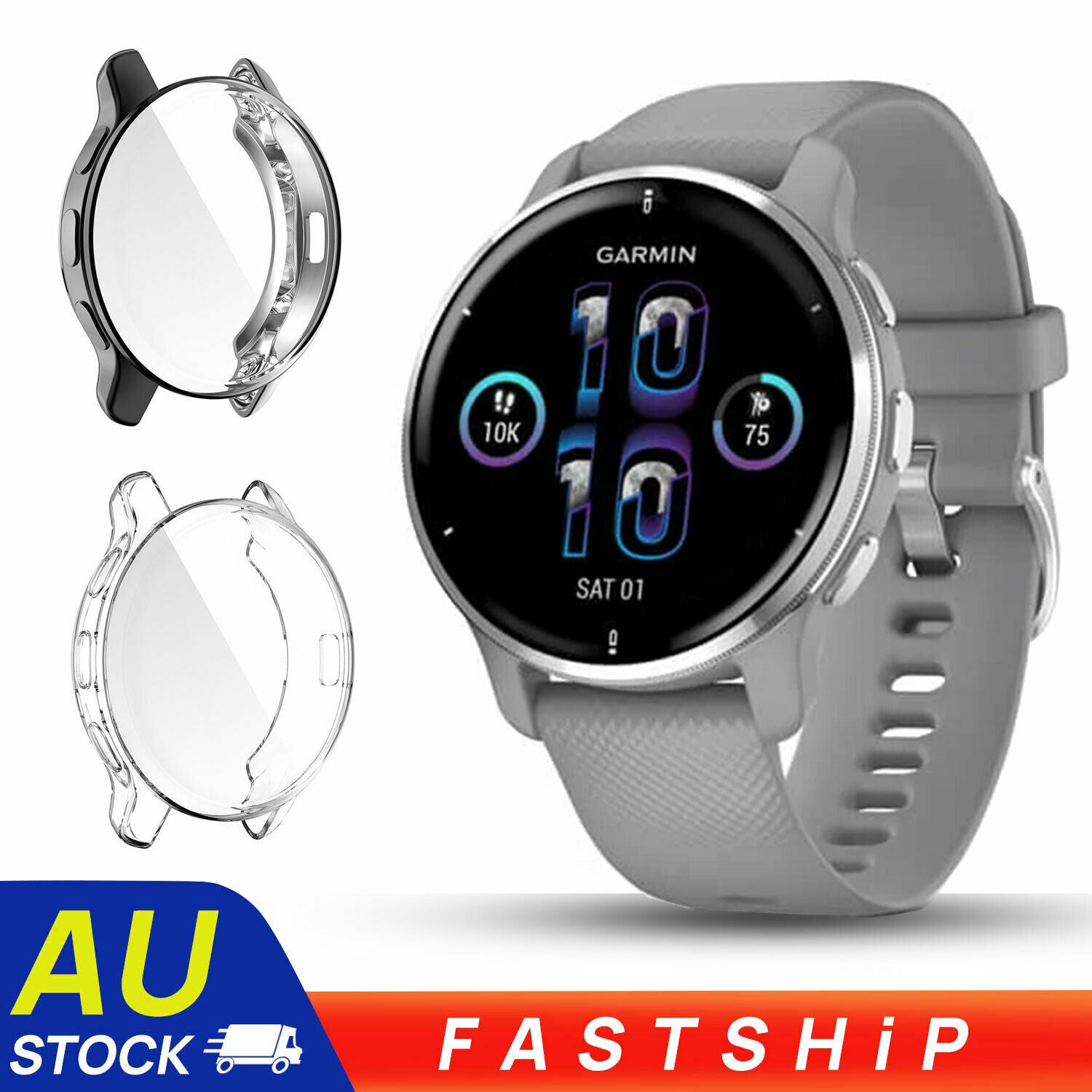 For Garmin Venu 2 Plus Shockproof Clear TPU Case Cover Shell Screen Protector